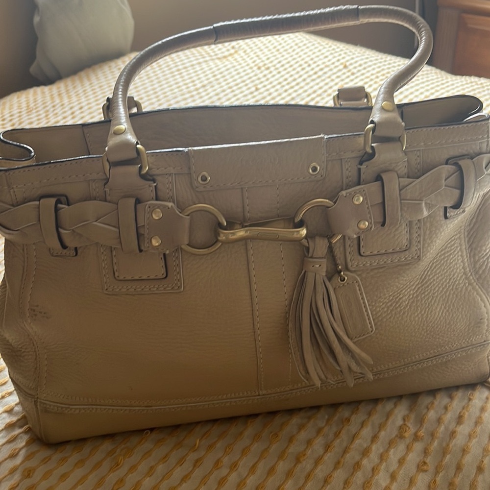 Coach Hampton Pebble Braided Satchel